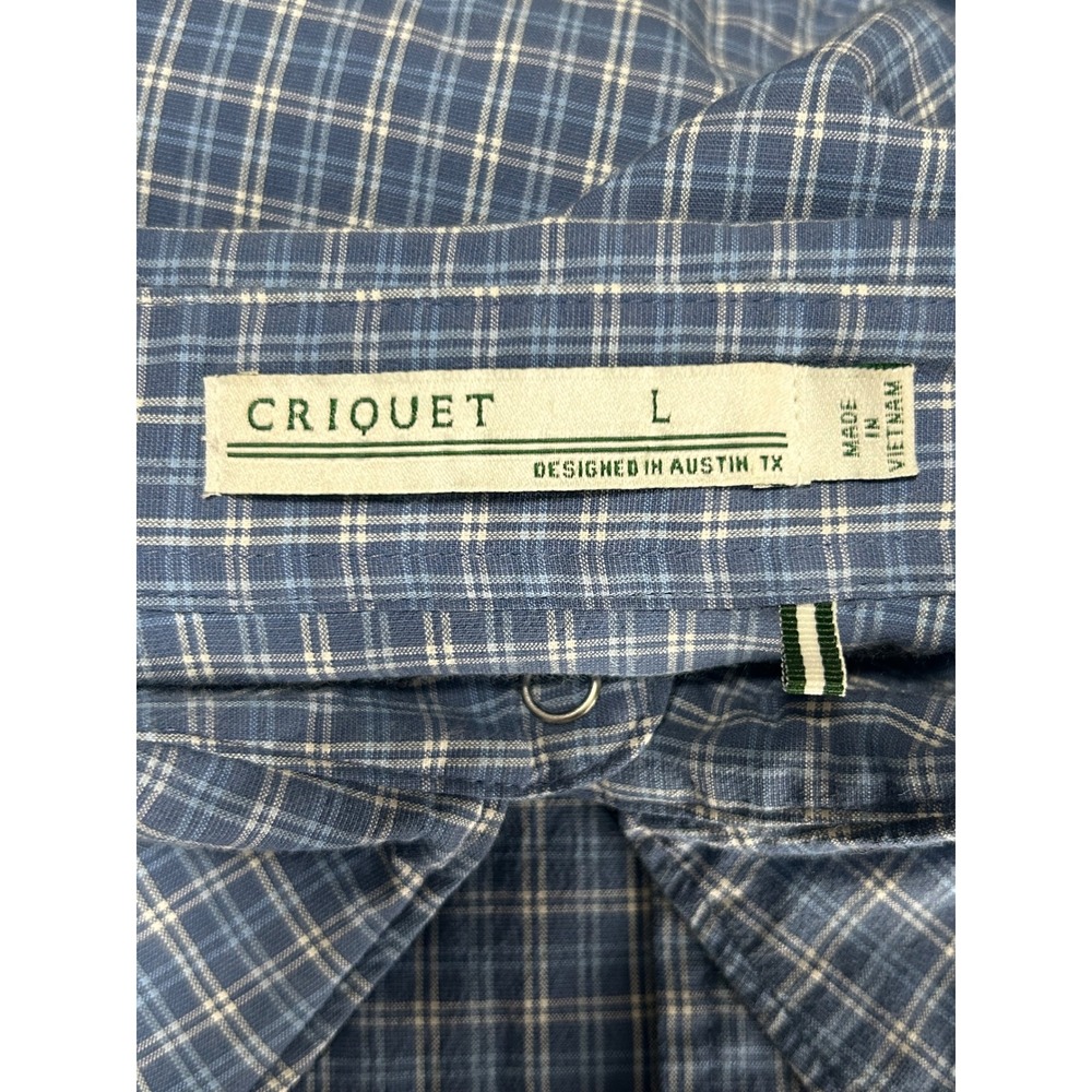 Criquet Mens Blue Plaid Western Pearl Snap Performance Shirt Large - CJ - Picture 4 of 8